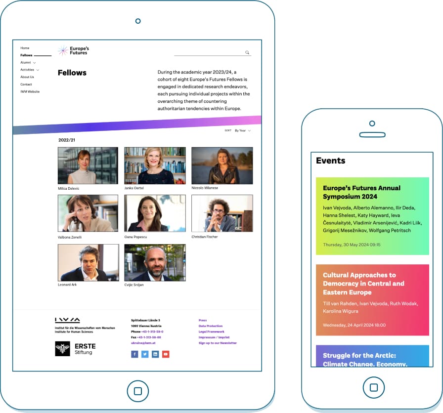 Fellows und Events auf illustrierten Monitoren
