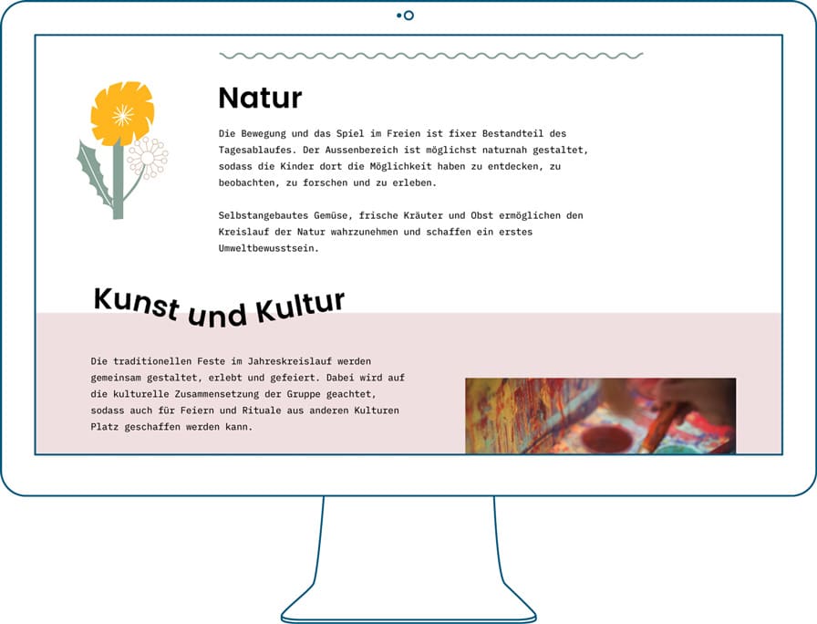 Kinderraum Naturseite illustriert auf einem Laptop