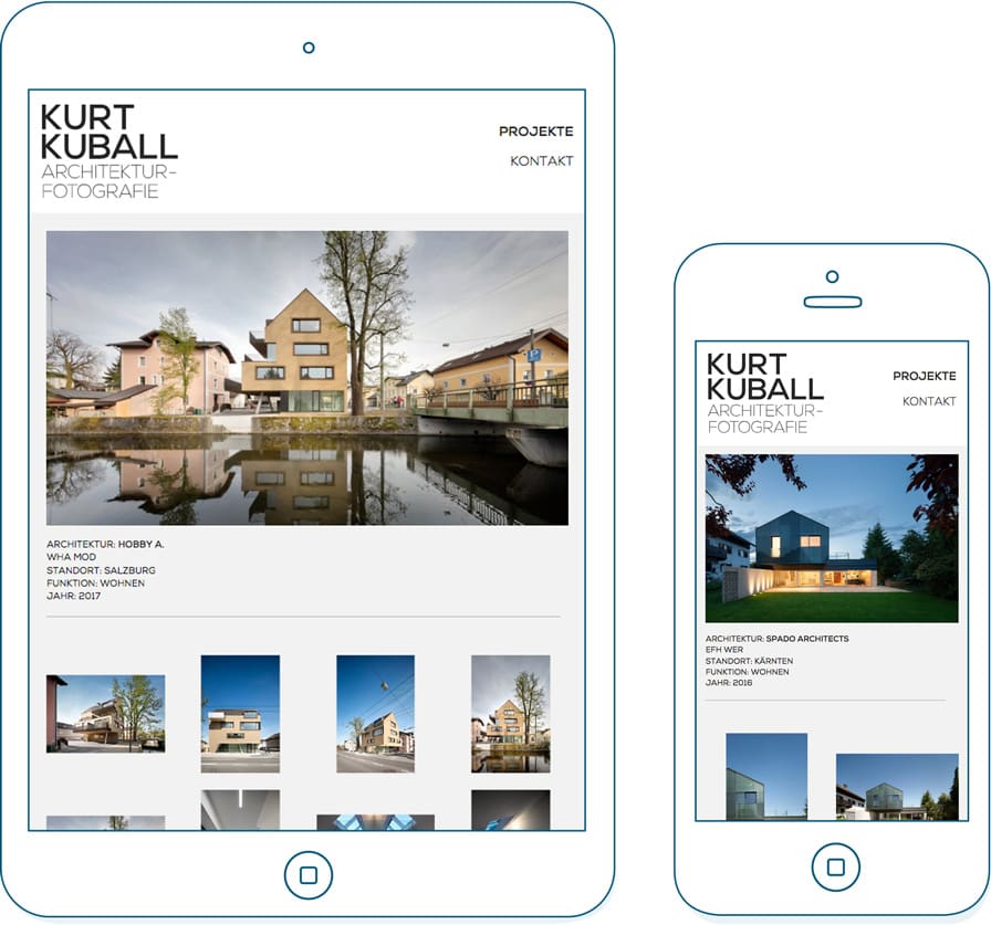 Kurt Kuball Webseite auf einem Tablet und Smartphone