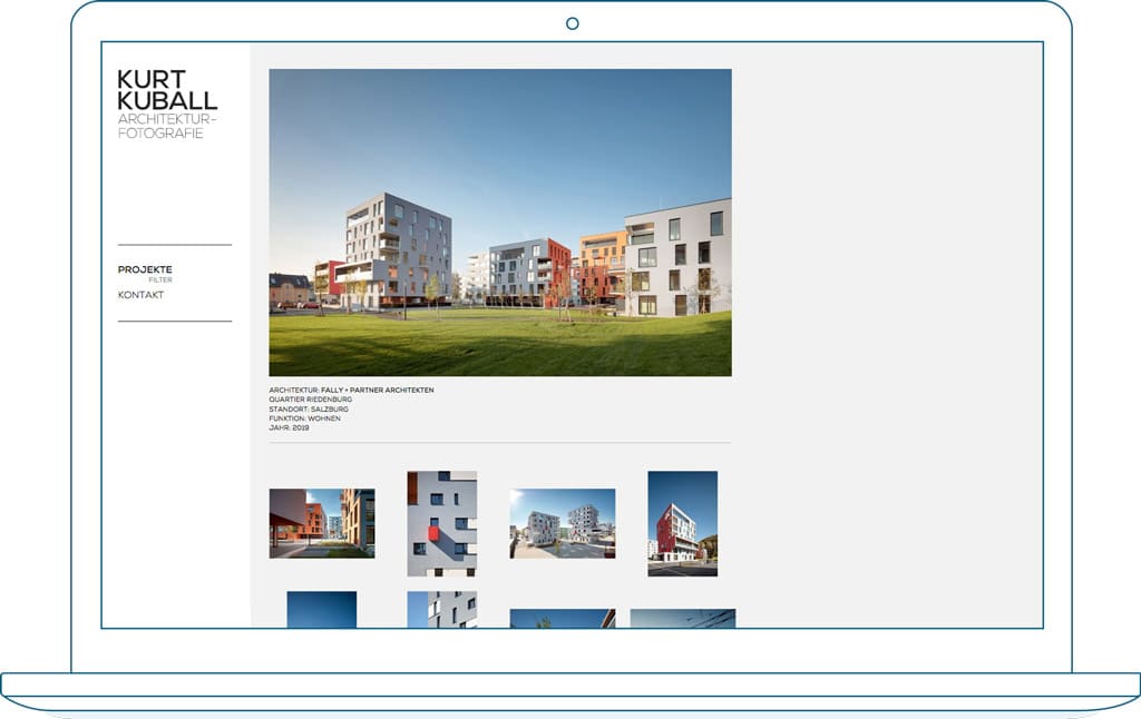 Die Projektseite auf einem illustrierten Laptop