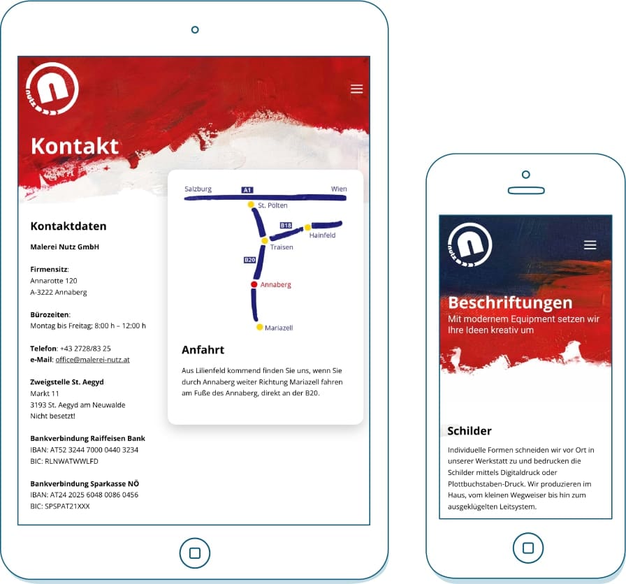 Kontakt und Beschriftungen auf illustrierten Monitoren